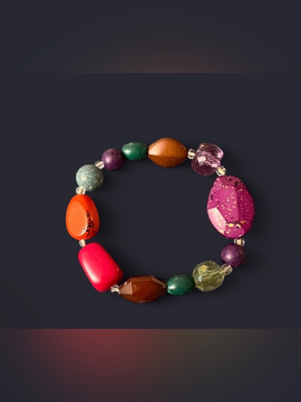 🦖 5 for $20 | Multicolor Beaded Stretch Bracelet - Vibrant faux Gemstone Style